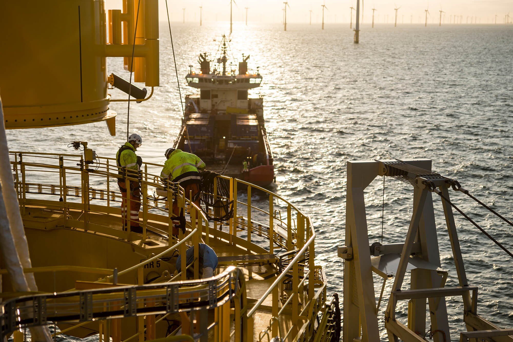 Offshore platform in sunset